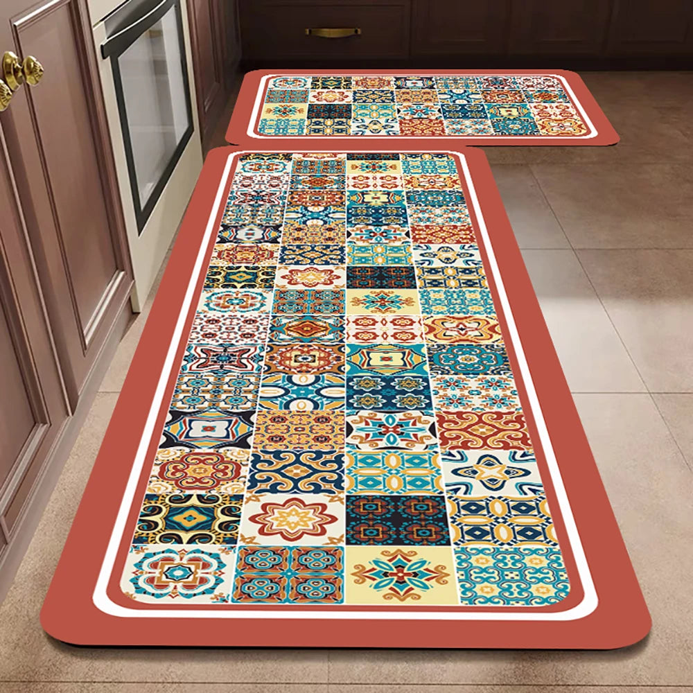 VIKAMA Kitchen Oil-Resistant Floor Mat Absorbent Quick-Dry Non-Slip Bathroom Doormat