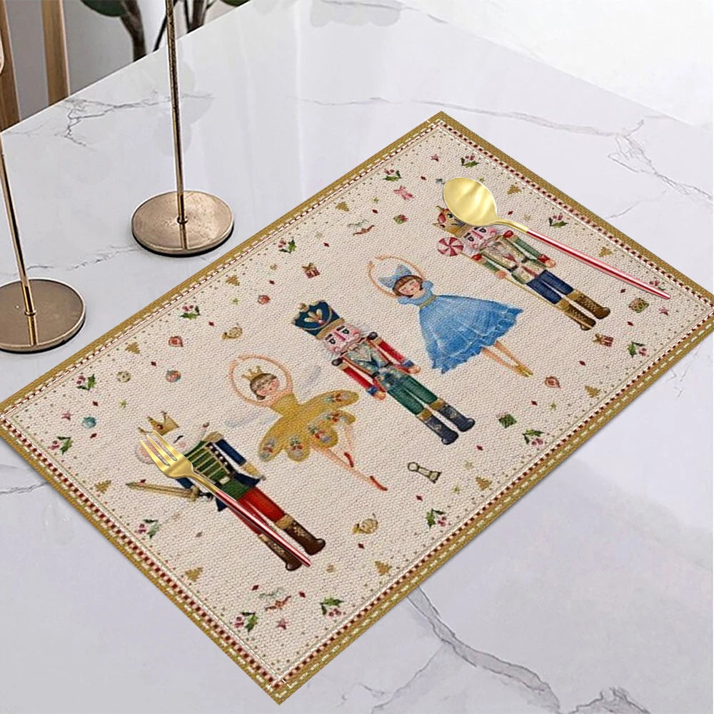 Christmas nutcracker ballet pink gold placemat mat