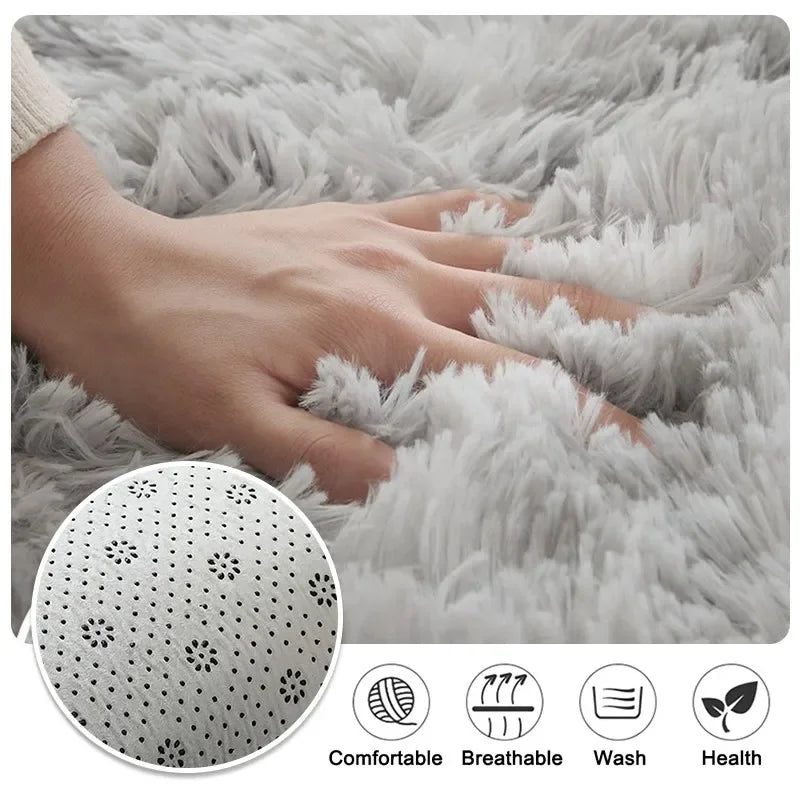 VIKAMA Solid Color Plush Fluffy Area Rug