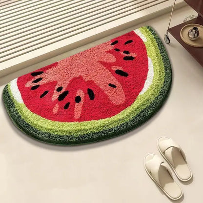 Watermelon Faux Cashmere Bathroom Floor Mat Non-Slip Toilet Carpet