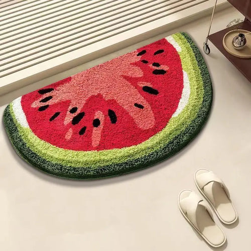 Watermelon Faux Cashmere Bathroom Floor Mat Non-Slip Toilet Carpet