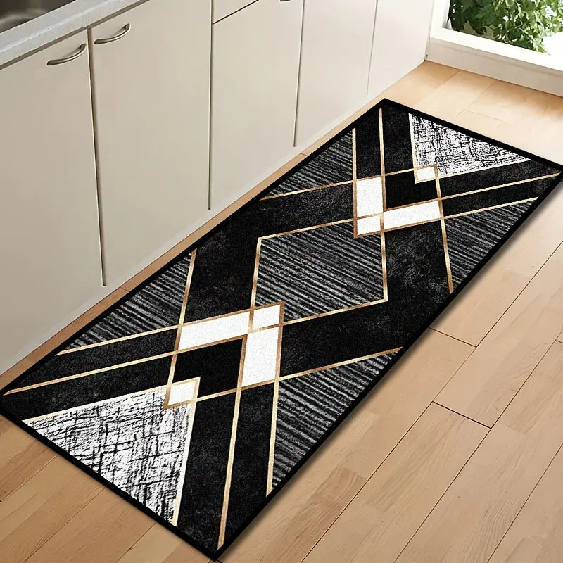 Luxury velvet hallway runner rug washable bohemian gold decor mat
