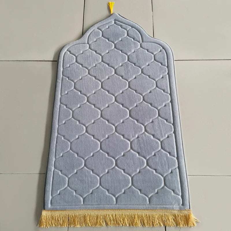Flannel Prayer Mat Non-Slip Soft Portable Worship Rug Travel Ramadan Gift