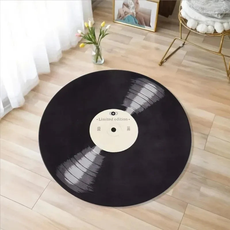 VIKAMA Retro Vinyl Record Music Lover Area Rug