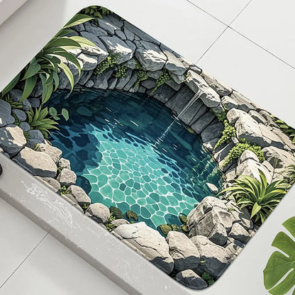 Koi Fish Print Bathroom Mat Non-Slip Absorbent Foot Rug Shower Room Door Carpet Home Decor