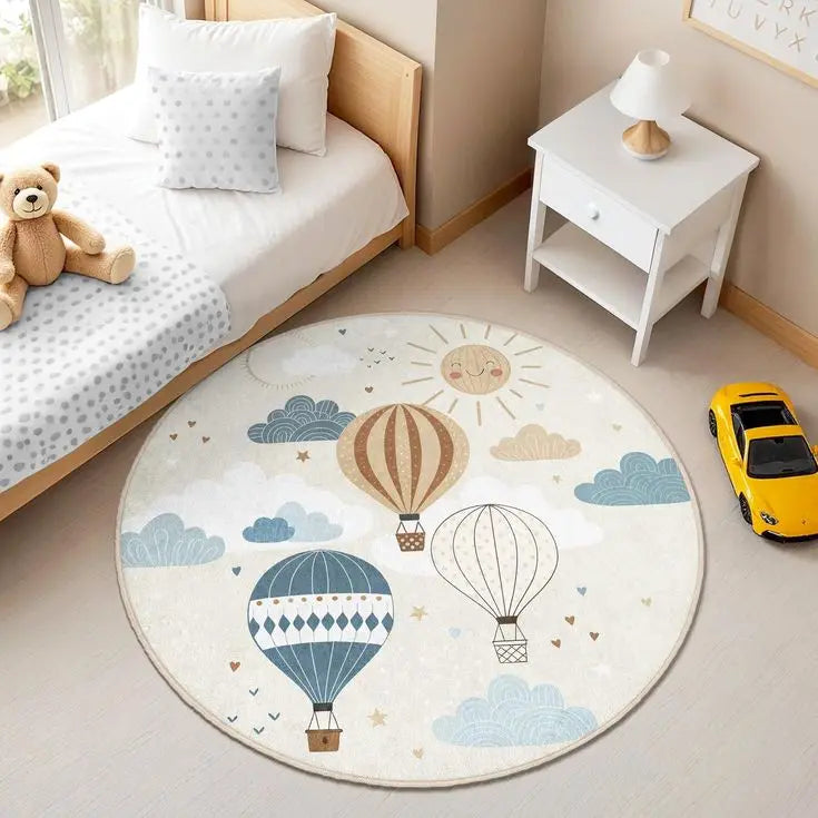 VIKAMA Kids Cartoon Road Track Round Play Rug