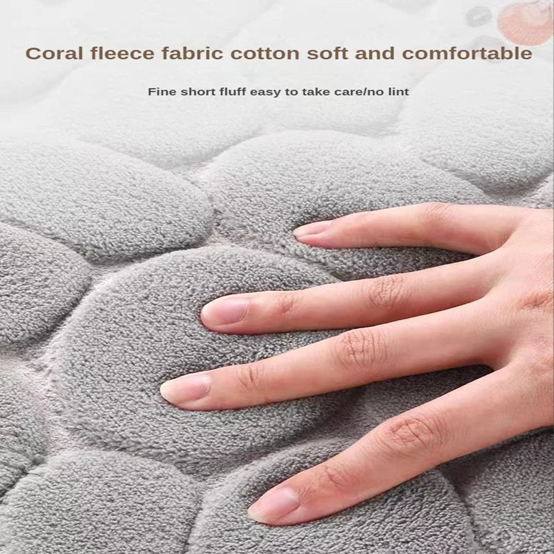 3D Cobblestone Embossed Bathroom Mat Non-Slip Absorbent Machine Washable Quick Dry Bath Door Floor Mat