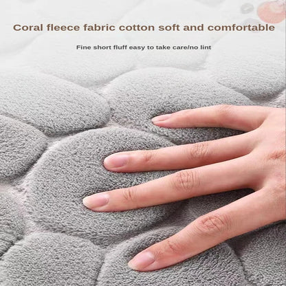 3D Cobblestone Embossed Bathroom Mat Non-Slip Absorbent Machine Washable Quick Dry Bath Door Floor Mat