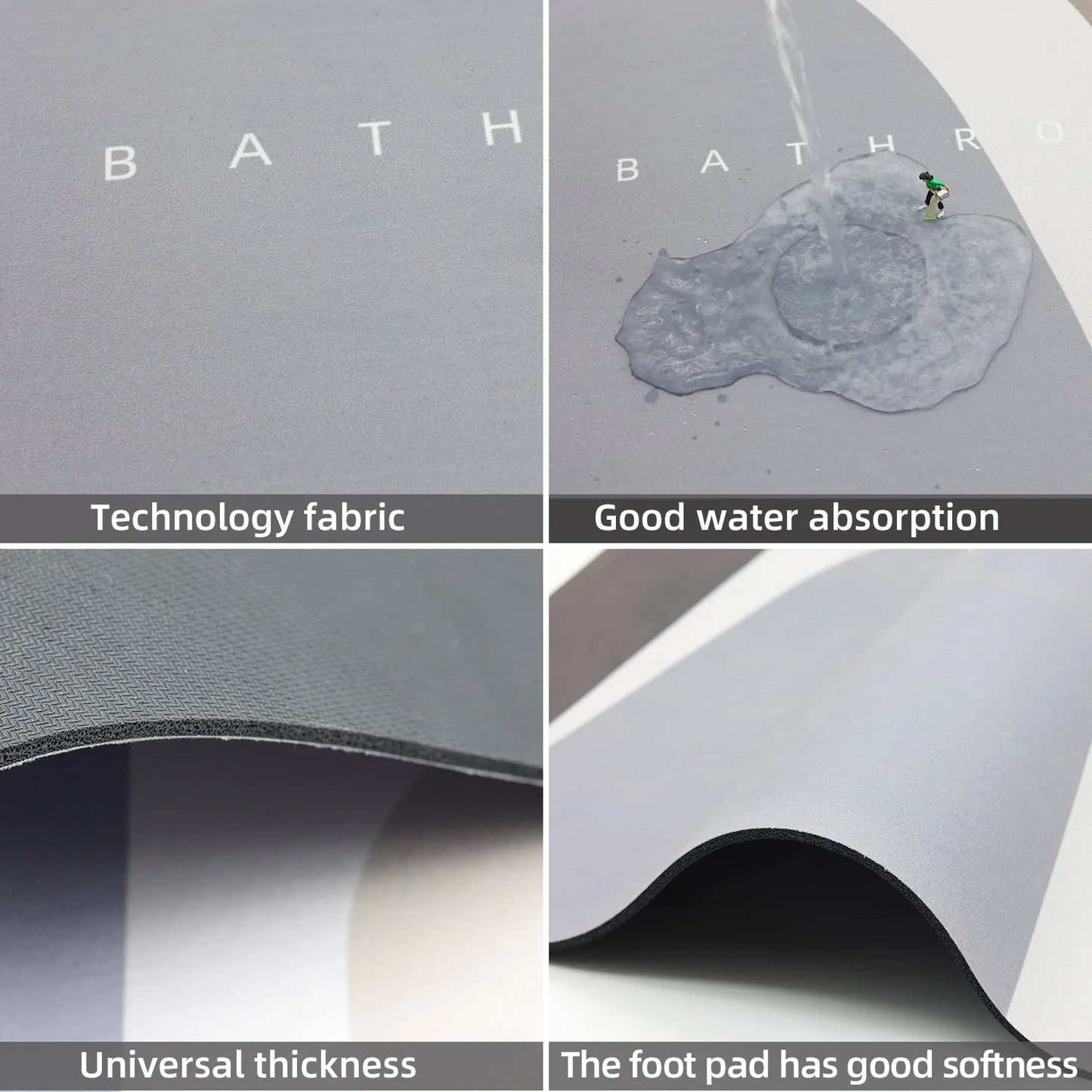 Luxury Bathroom Mat Super Absorbent Quick-Dry Non-Slip Shower Bath Rug Toilet Floor Doormat Carpet Machine Washable Home Decor