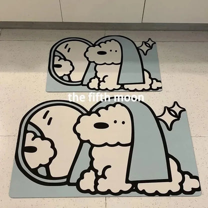 VIKAMA Cute Puppy Bathroom Diatom Mat