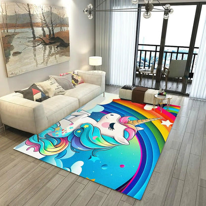 Cartoon Unicorn Kids Area Rug