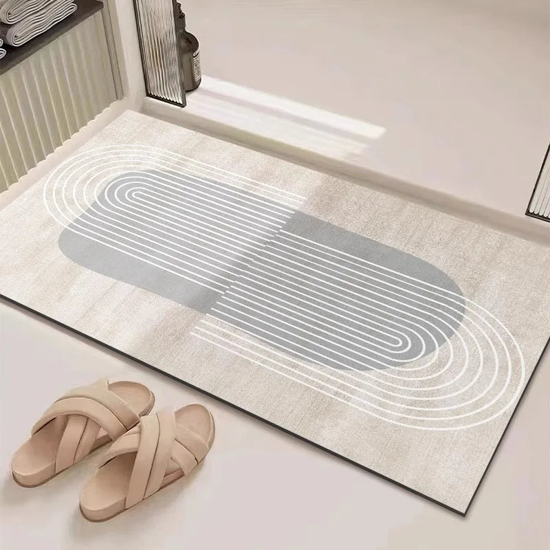 Minimalist Geometric Diatomaceous Earth Floor Mat Bathroom Toilet Balcony Absorbent Anti-Slip Rug Home Decor