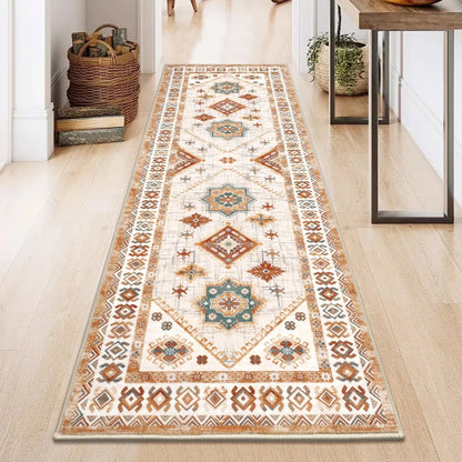 VIKAMA Bohemian Crystal Velvet Easy-Care Hallway Area Rug