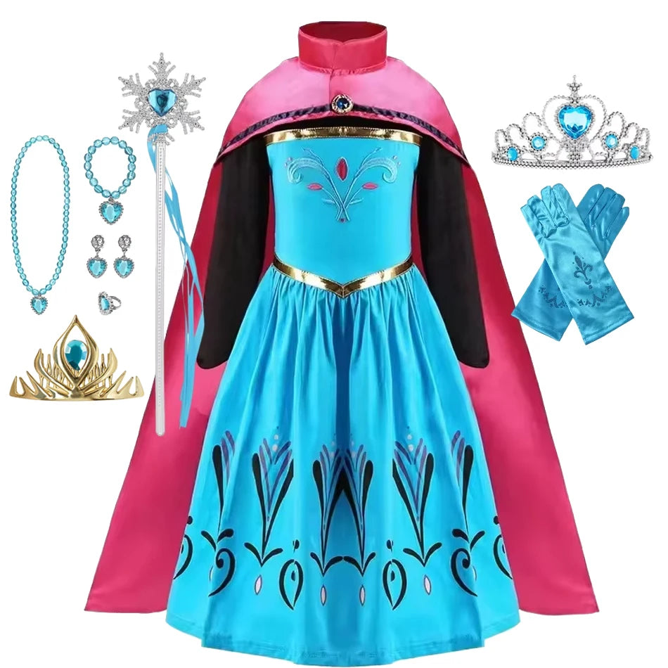 Disney Frozen Elsa Anna Princess Costume Dress For Girls