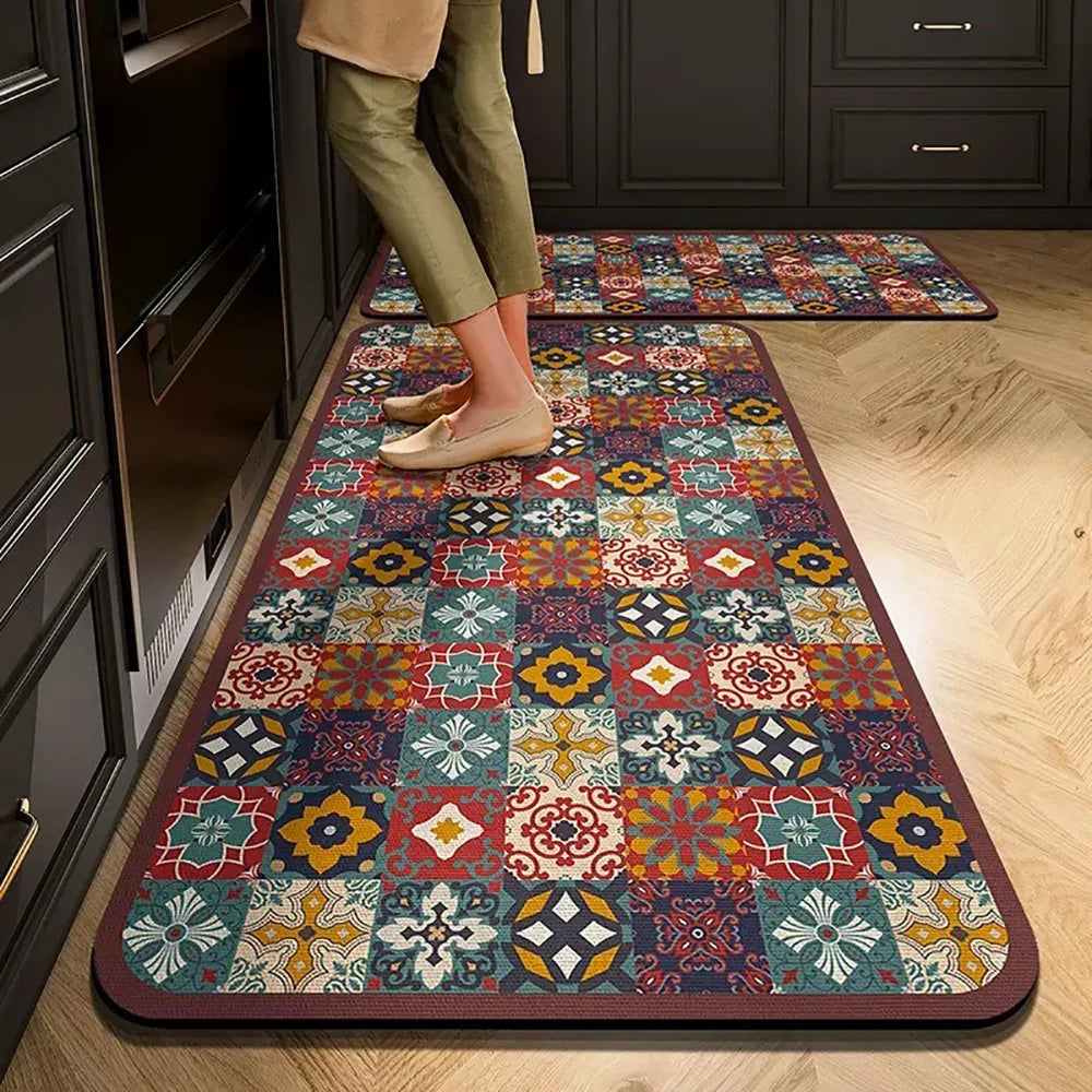 Non-Slip Kitchen Mat Long Crystal Velvet Rug Absorbent Foot Mat Bedroom Living Room Doormat Small Carpet Home Decor