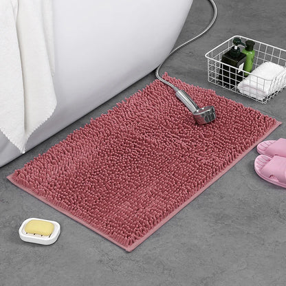 Non-Slip Shaggy Chenille Bathroom Rug Soft Thick Plush Mat Quick-Dry Durable PVC Backing Home Decor