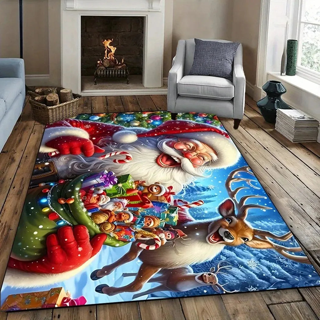 VIKAMA Santa Claus Christmas Area Rug