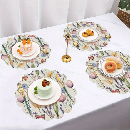 VIKAMA Spring Floral Round Placemat Set