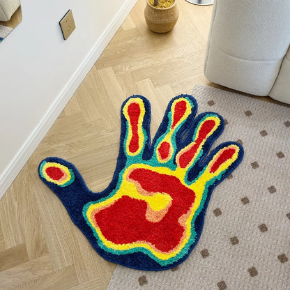 Palm Shape Tufted Fluffy Handmade Area Rug