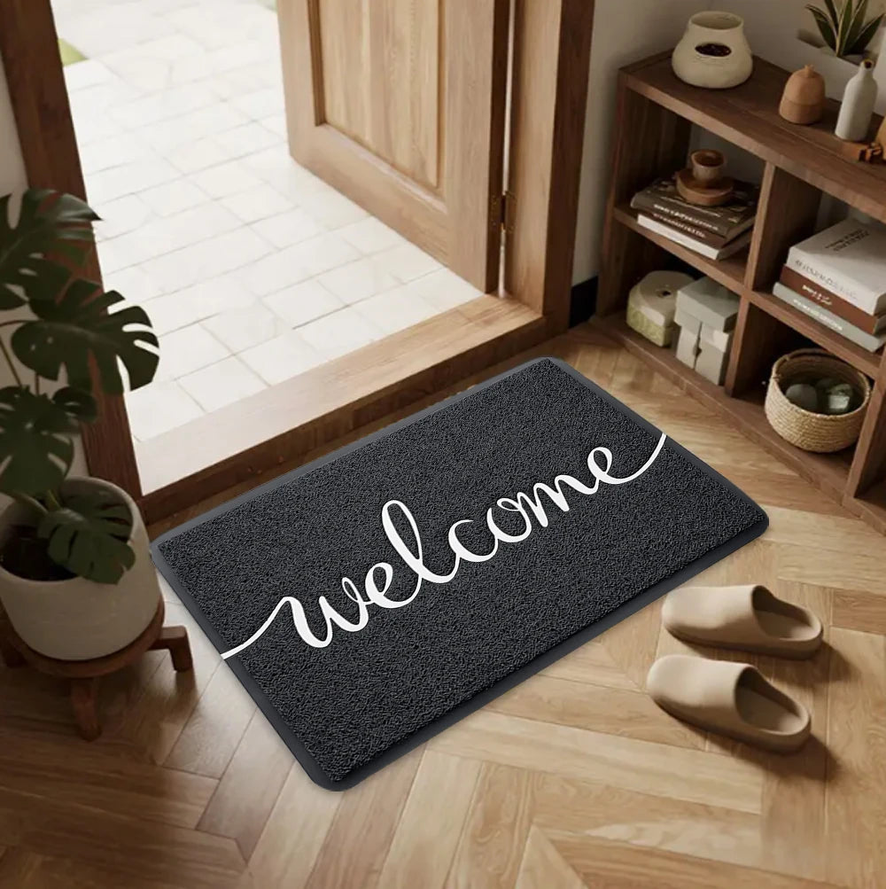 Heart pattern welcome non-slip door mat
