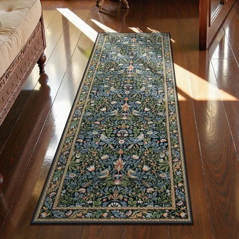 Victorian Bird Floral Runner Rug