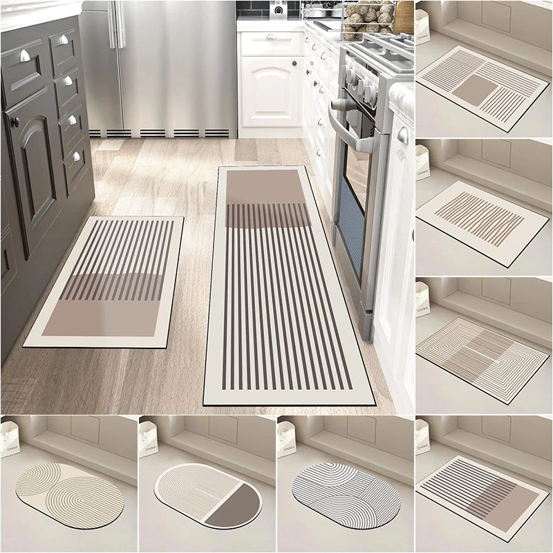 Long diatomite super absorbent non-slip kitchen & bathroom floor mat