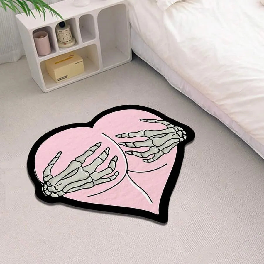 VIKAMA Heart-Shaped Skull Halloween Area Rug