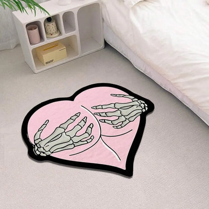 VIKAMA Heart-Shaped Skull Halloween Area Rug