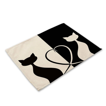 Cute Black Cat Kitchen Placemat Set