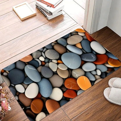 Stone tile print waterproof non-slip floor mat