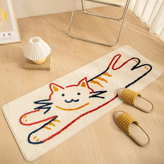 VIKAMA Cartoon Cat Cooling & Warm Plush Area Rug