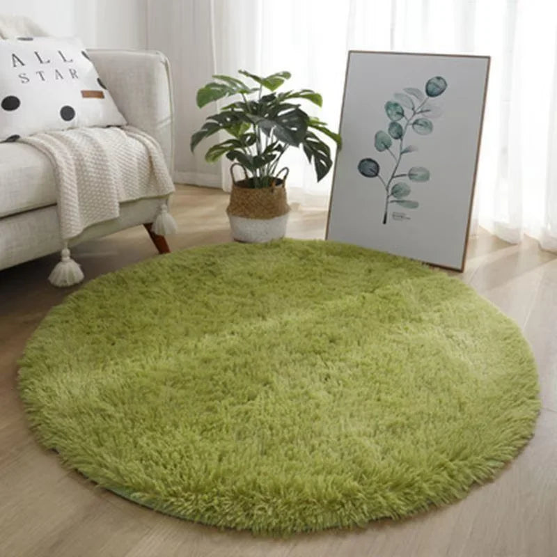 VIKAMA Modern Plush Round Rug Winter Warm Large Area Carpet Bedroom Living Room Bedside Floor Mat Home Decor