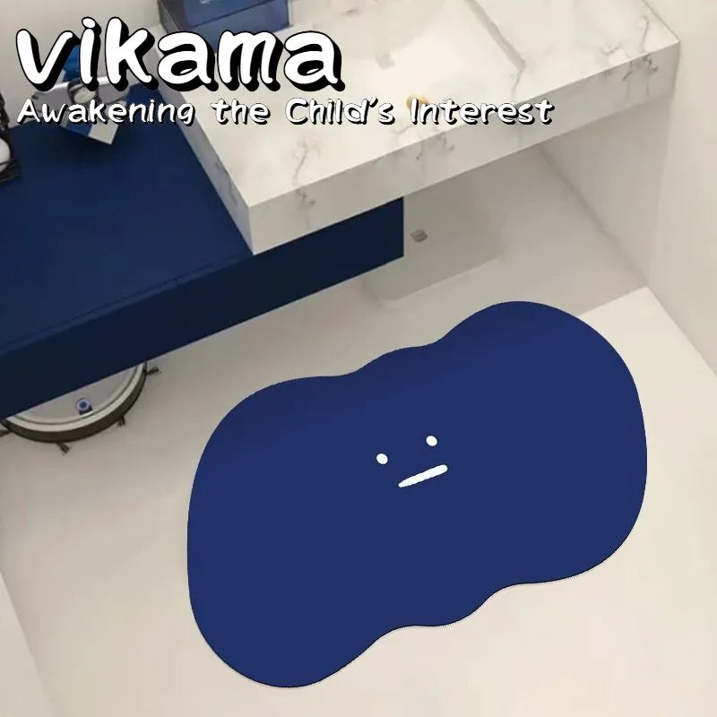 VIKAMA Smiley Diatomaceous Earth Bath Mat Kids Non-Toxic Non-Slip Bathroom Toilet Floor Rug Home Decor