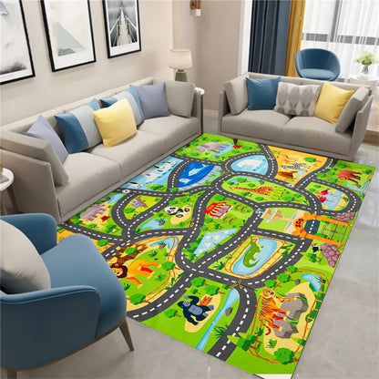 Dinosaur Park Kids Play Track Rug