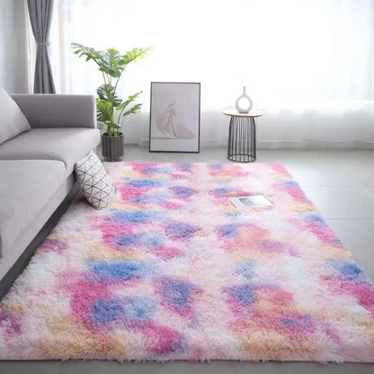 VIKAMA Silk Wool Tie-Dye Rug Non-Slip Washable Bedroom Living Room Kids Carpet Home Decor