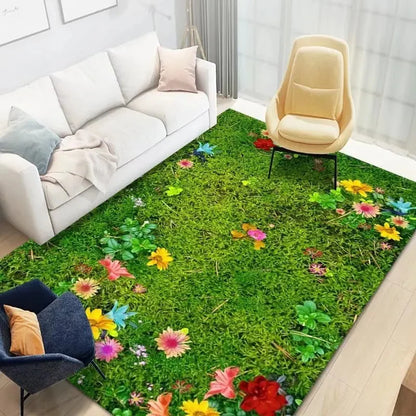 Chamomile Flower Spring Area Rug