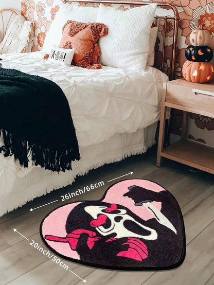 VIKAMA Heart-Shaped Skull Halloween Area Rug