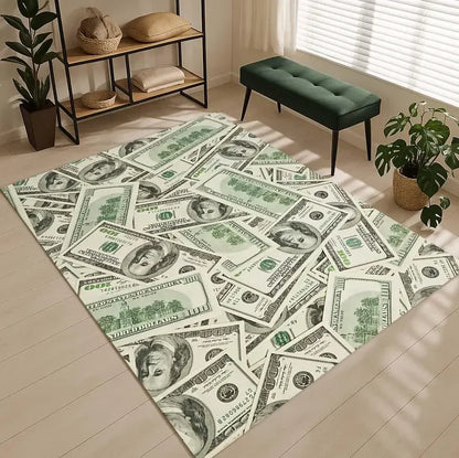 100 Dollar Bill Area Rug Ben Franklin Dollar Bill Money Rug Unique US Currency Design Carpet Home Decor