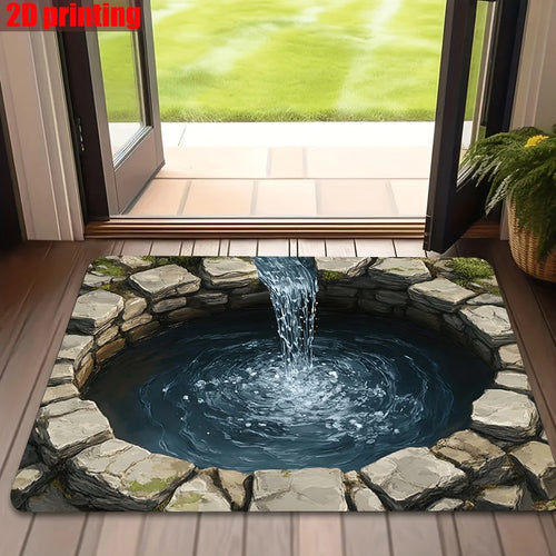 3D Fantasy Water Tower Non-Slip Door Mat