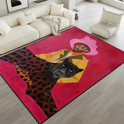 VIKAMA Retro Abstract Crystal Pile Rug Soft Living Room Bedroom Sofa Floor Mat Home Decor