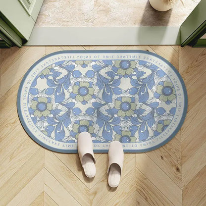 Light Luxury European Floral Bathroom Absorbent Diatom Mud Non-slip Floor Mat Door Mat