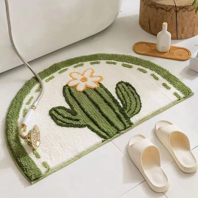 VIKAMA Cartoon Bathroom Non-Slip Faux Cashmere Rug Bedroom Entrance Floor Mat Home Decor