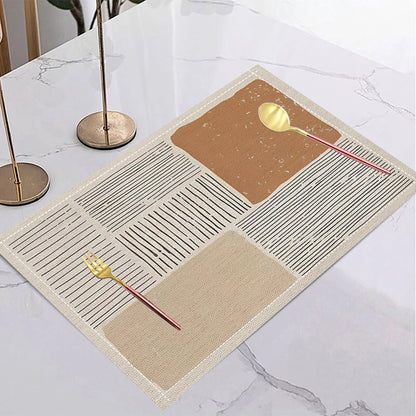 Geometric gold leaf linen placemats set