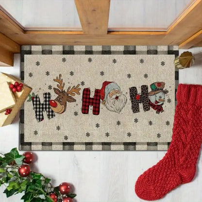 VIKAMA Christmas Happy Santa Reindeer Welcome Doormat