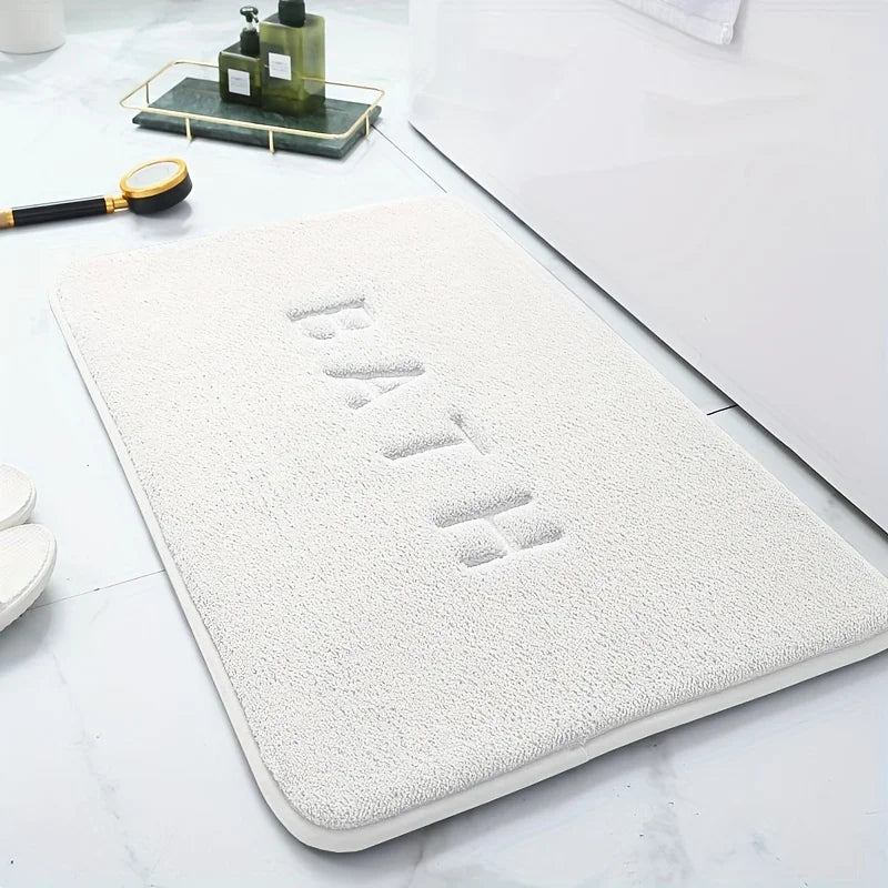 Solid Color Flannel Non-Slip Bathroom Mat