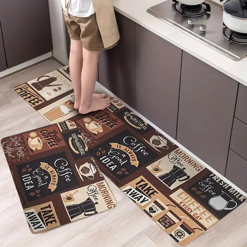 VIKAMA Cutlery Theme Kitchen Mat Washable Stain-Resistant Non-Slip Door Rug Home Decor