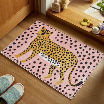 Leopard Print Flannel Animal Pattern Floor Mat
