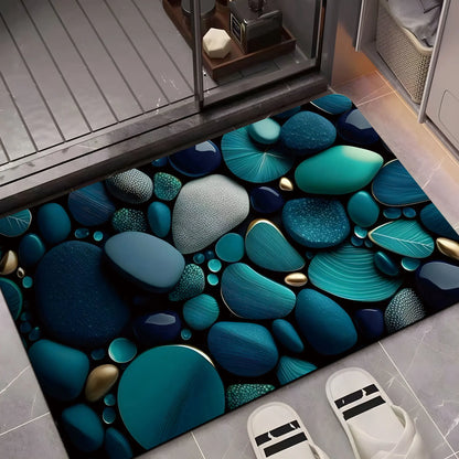VIKAMA Pebble Facecloth Mat Non-Slip Bathroom Living Room Entrance Rug Home Decor