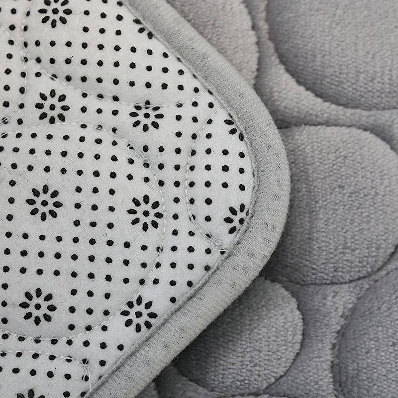 2-Piece Coral Velvet Bathroom Mat Set Pebble Embroidered U-Shaped Toilet Rug Absorbent Non-Slip Door Mat Home Decor