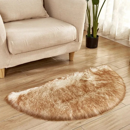 VIKAMA Plush Half-Circle Rug Non-Slip Soft Bedside Living Room Kids Room Decor